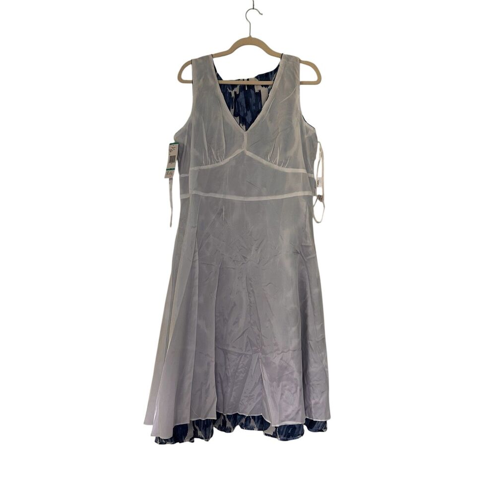 Jones New York Signature Blue White Ikat Print Sleeveless Midi Dress 16 NWT - Picture 4 of 6